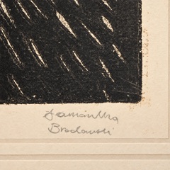 Close-up of the pencil signature Samantha Brodowski in the lower right margin.
