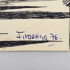 Close-up of the signature &ldquo;Firartiga 76.&rdquo; in blue ink at the lower right.